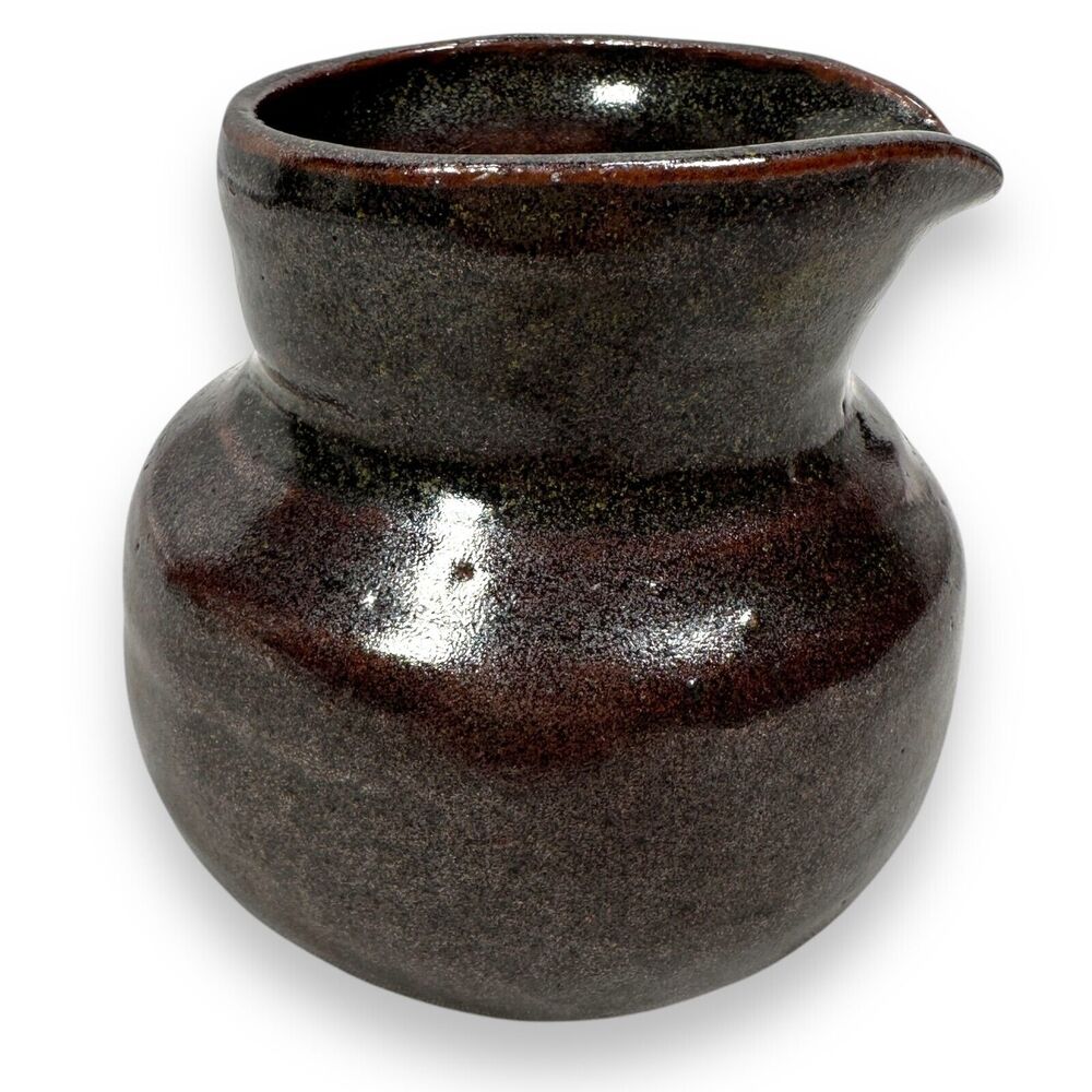 Vintage Studio Pottery‎ Pitcher 4" Brown Glossy Possibly Heidi Kippenberg HK